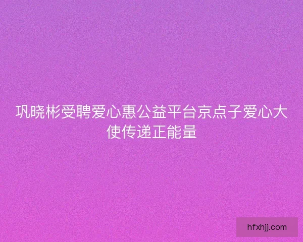 巩晓彬受聘爱心惠公益平台京点子爱心大使传递正能量